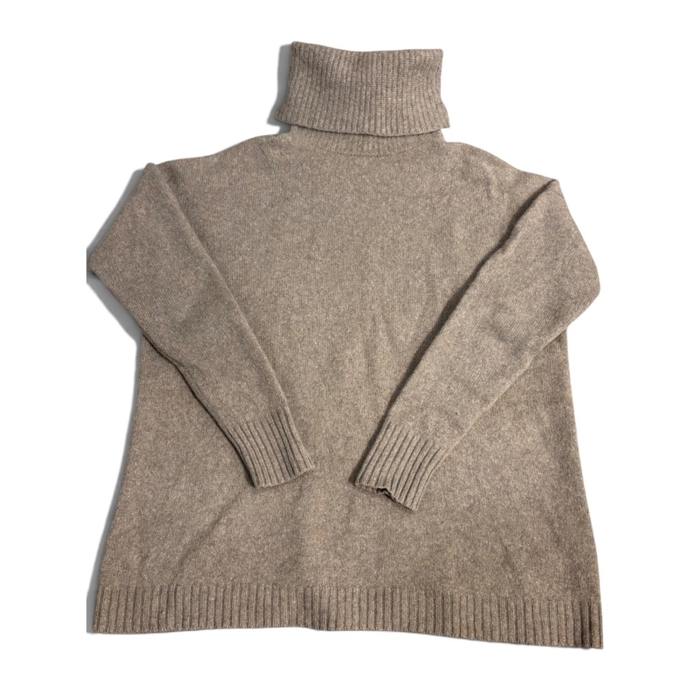 Madewell Recycled Cashmere Wool Turtleneck Sweater Heathered Tan XXS